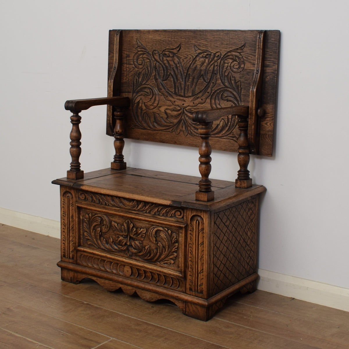 Restored Carved Monks Bench