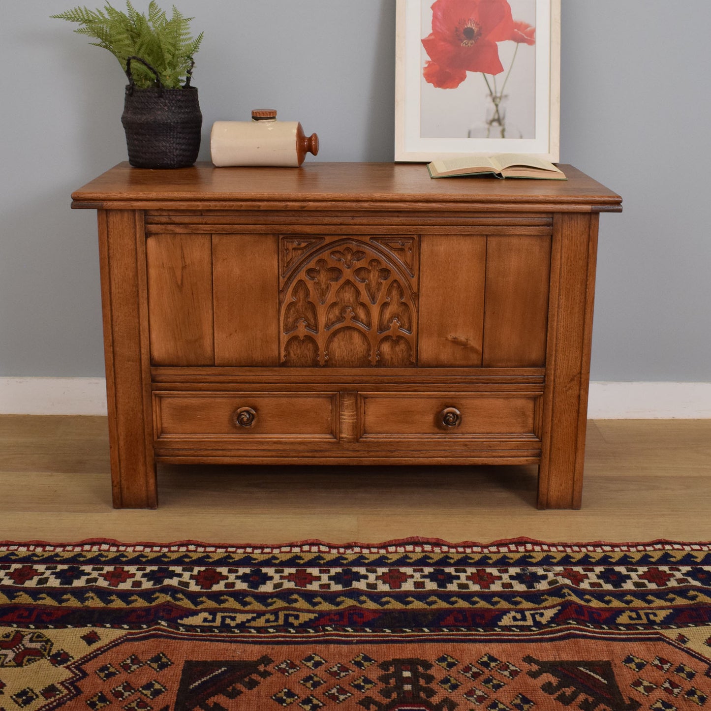 Restored Oak-Veneer Mule Chest