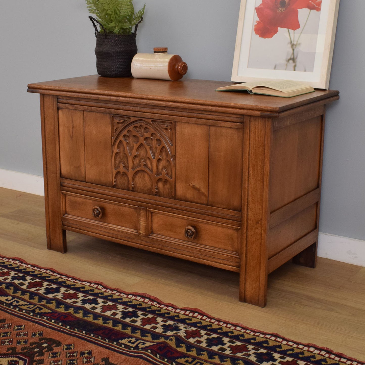 Restored Oak-Veneer Mule Chest