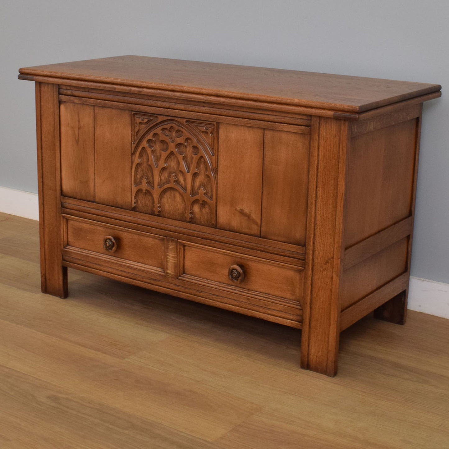 Restored Oak-Veneer Mule Chest