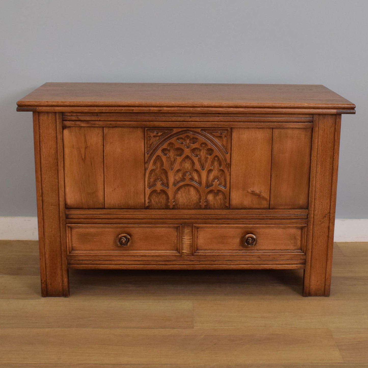 Restored Oak-Veneer Mule Chest
