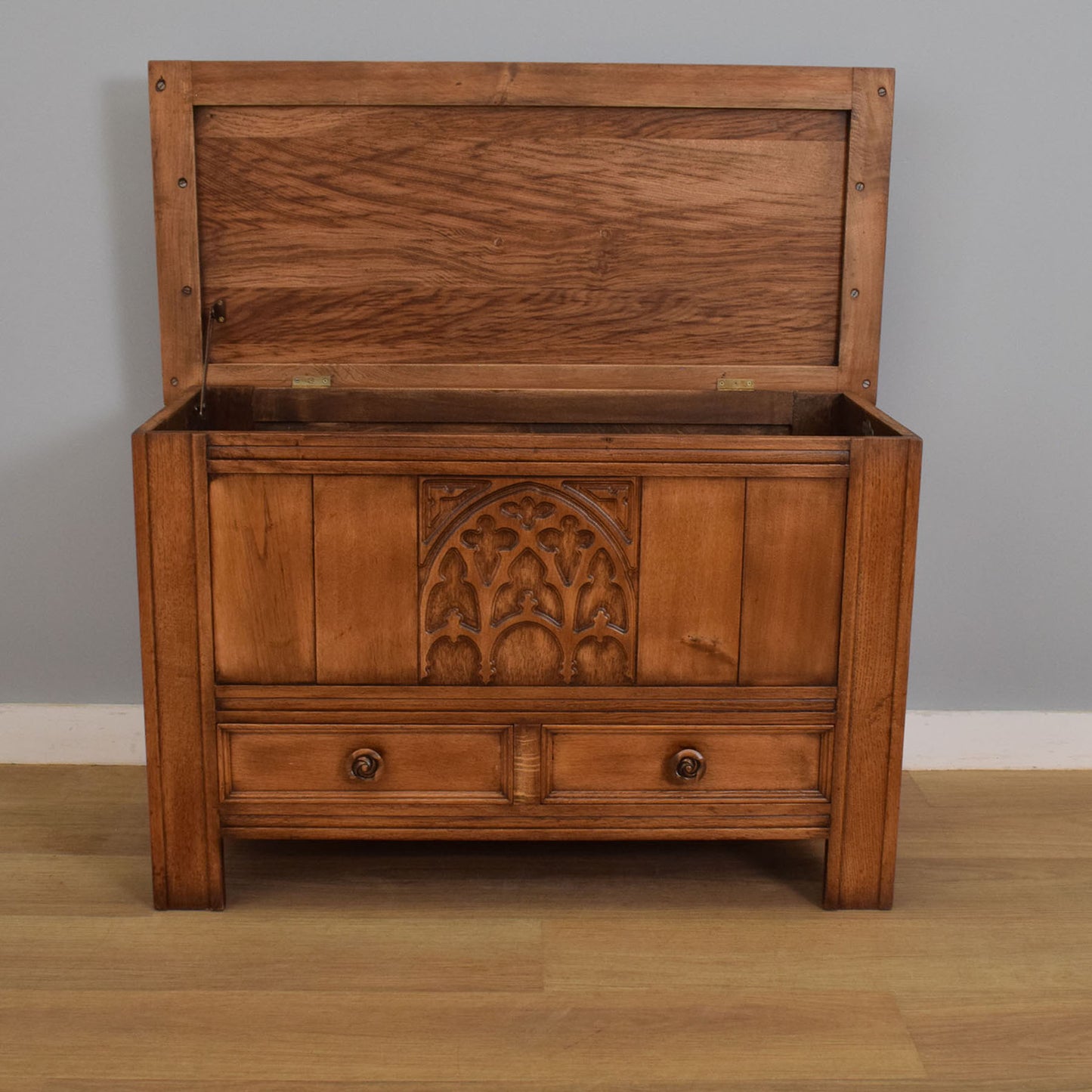 Restored Oak-Veneer Mule Chest