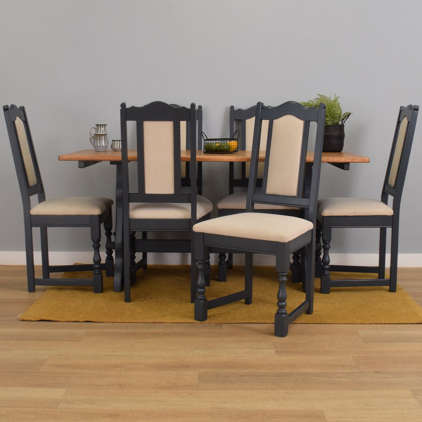 Painted 'Old Charm' Refectory Table and Six Chairs