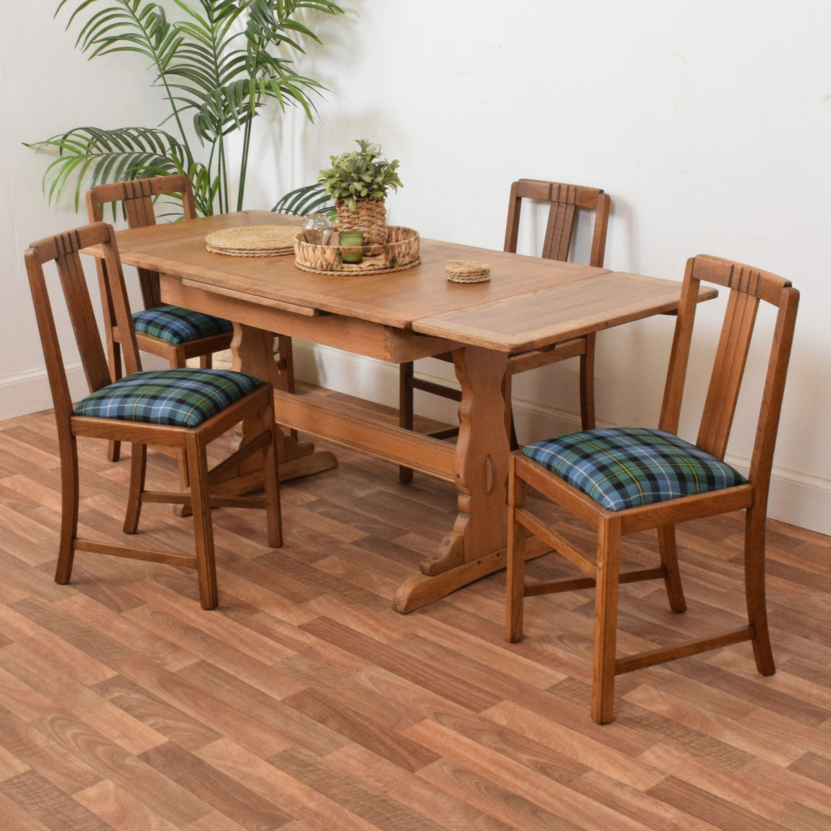 Ercol Drawer Leaf Table and Four Chairs