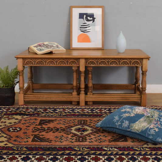 Side By Side Oak Nest of Tables