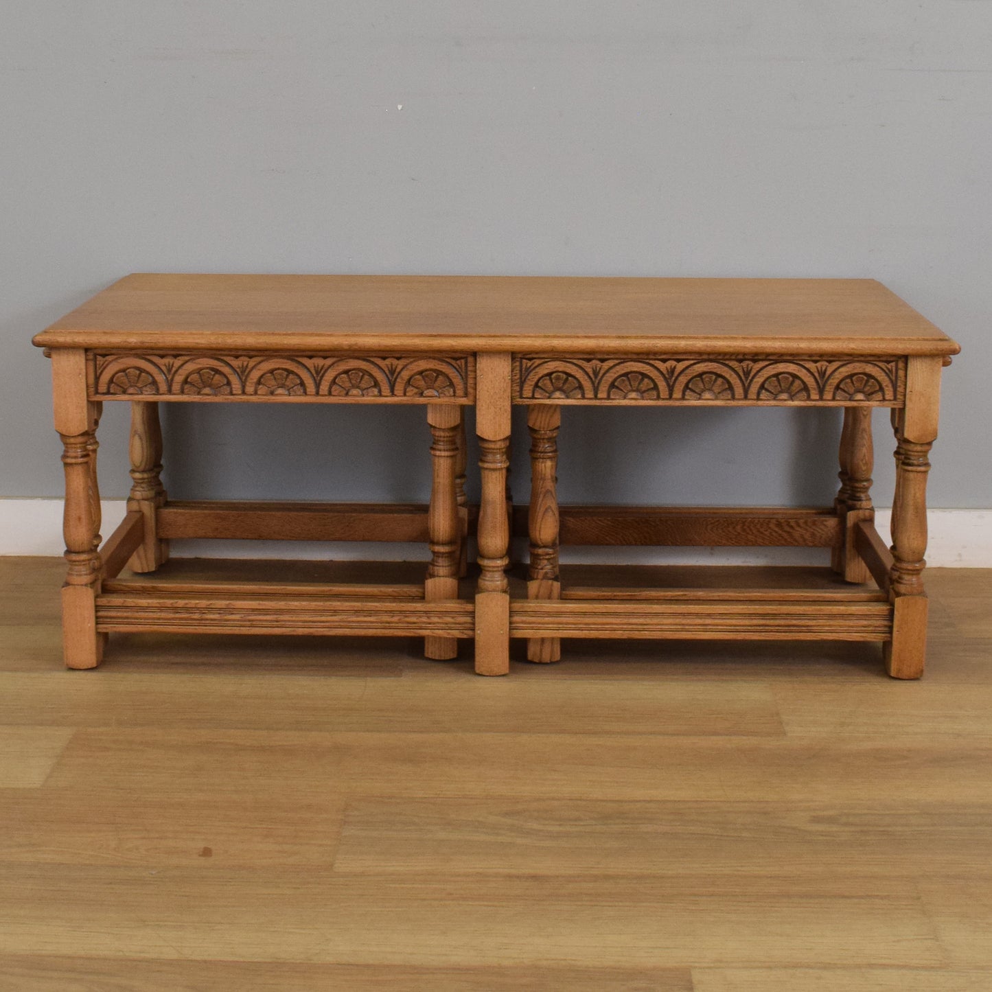Side By Side Oak Nest of Tables