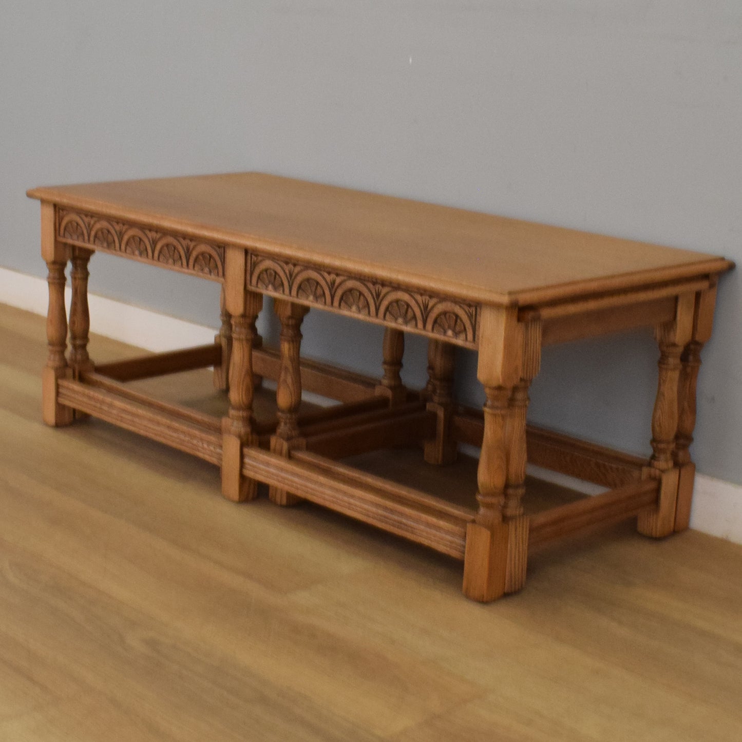 Side By Side Oak Nest of Tables