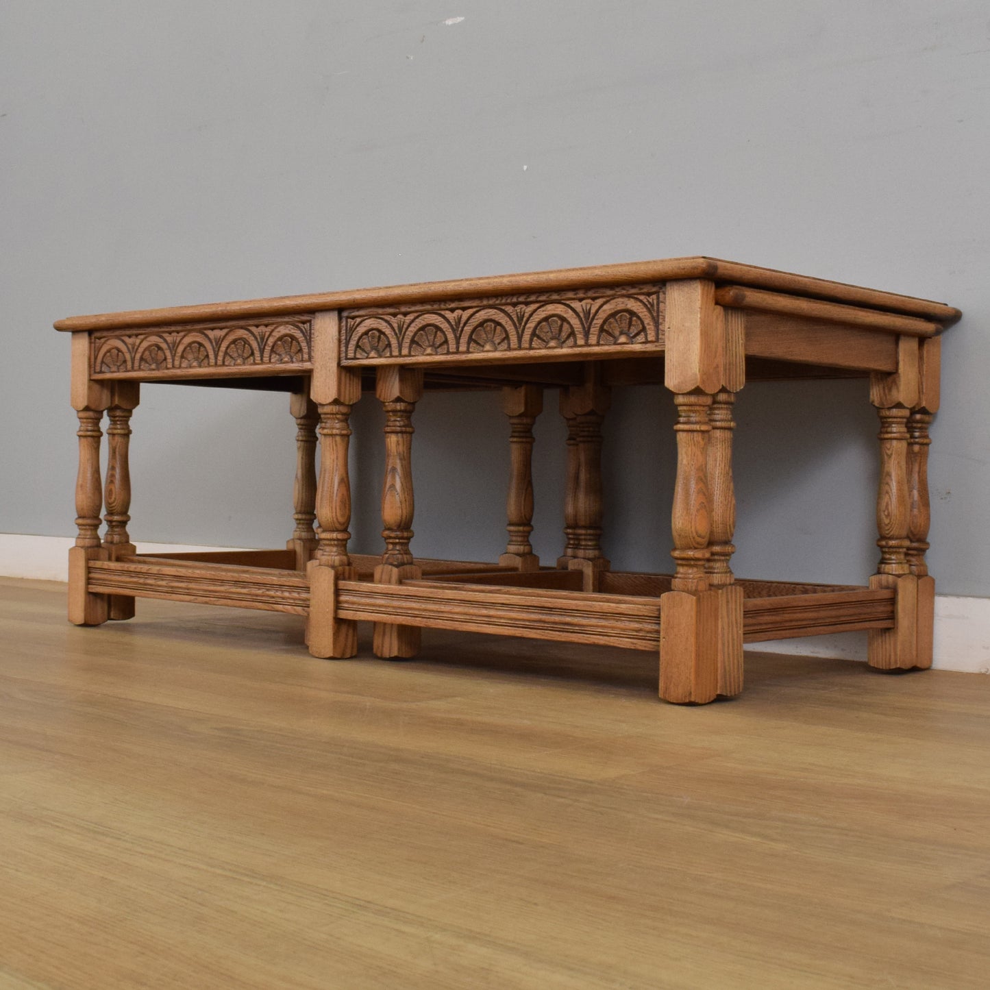 Side By Side Oak Nest of Tables