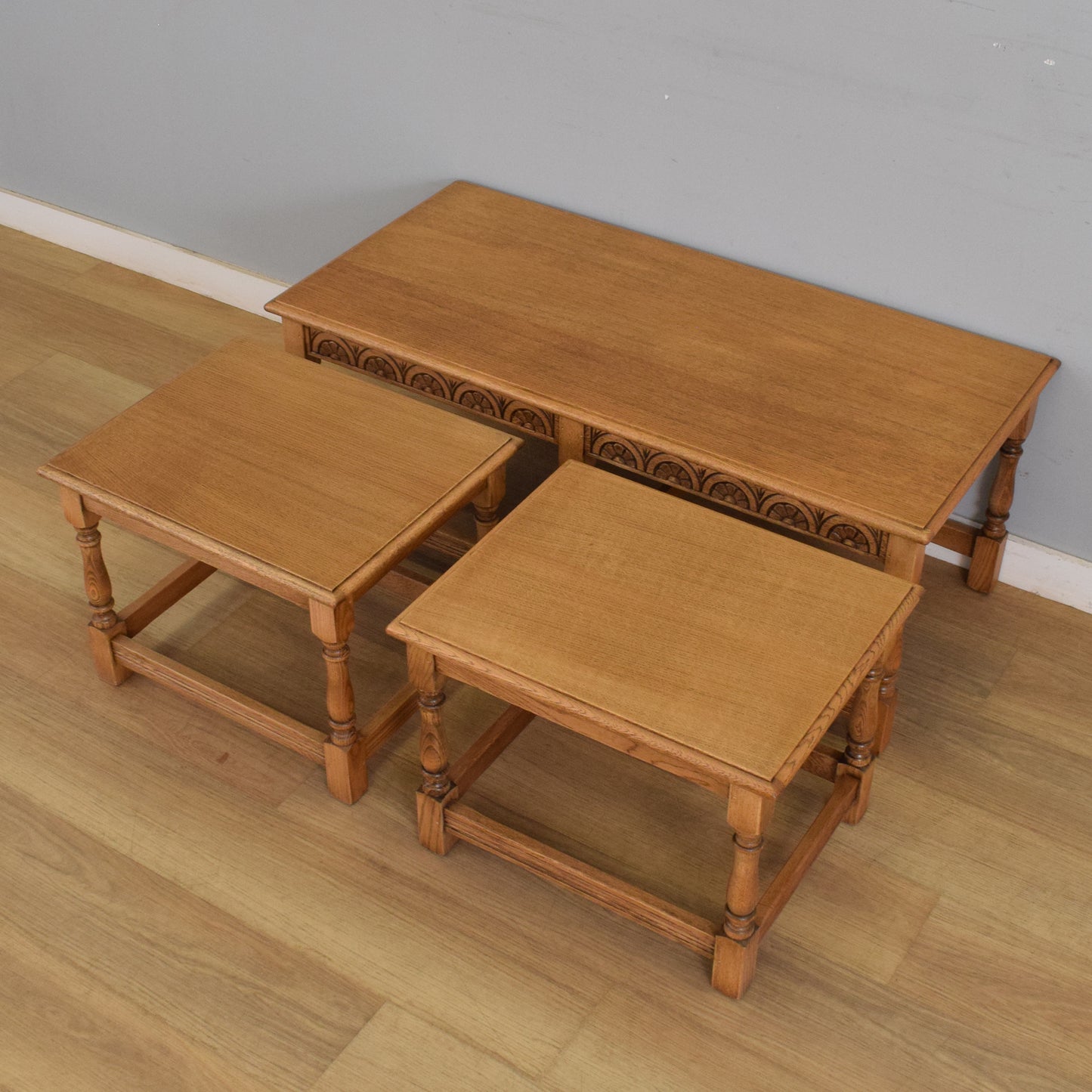 Side By Side Oak Nest of Tables