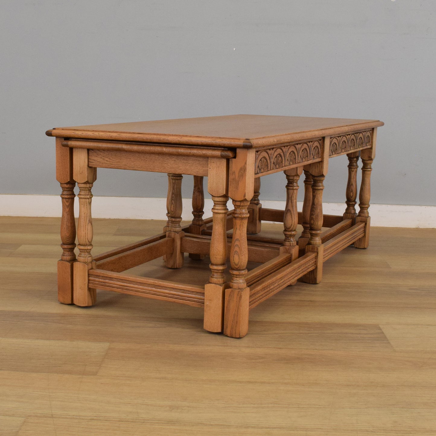 Side By Side Oak Nest of Tables