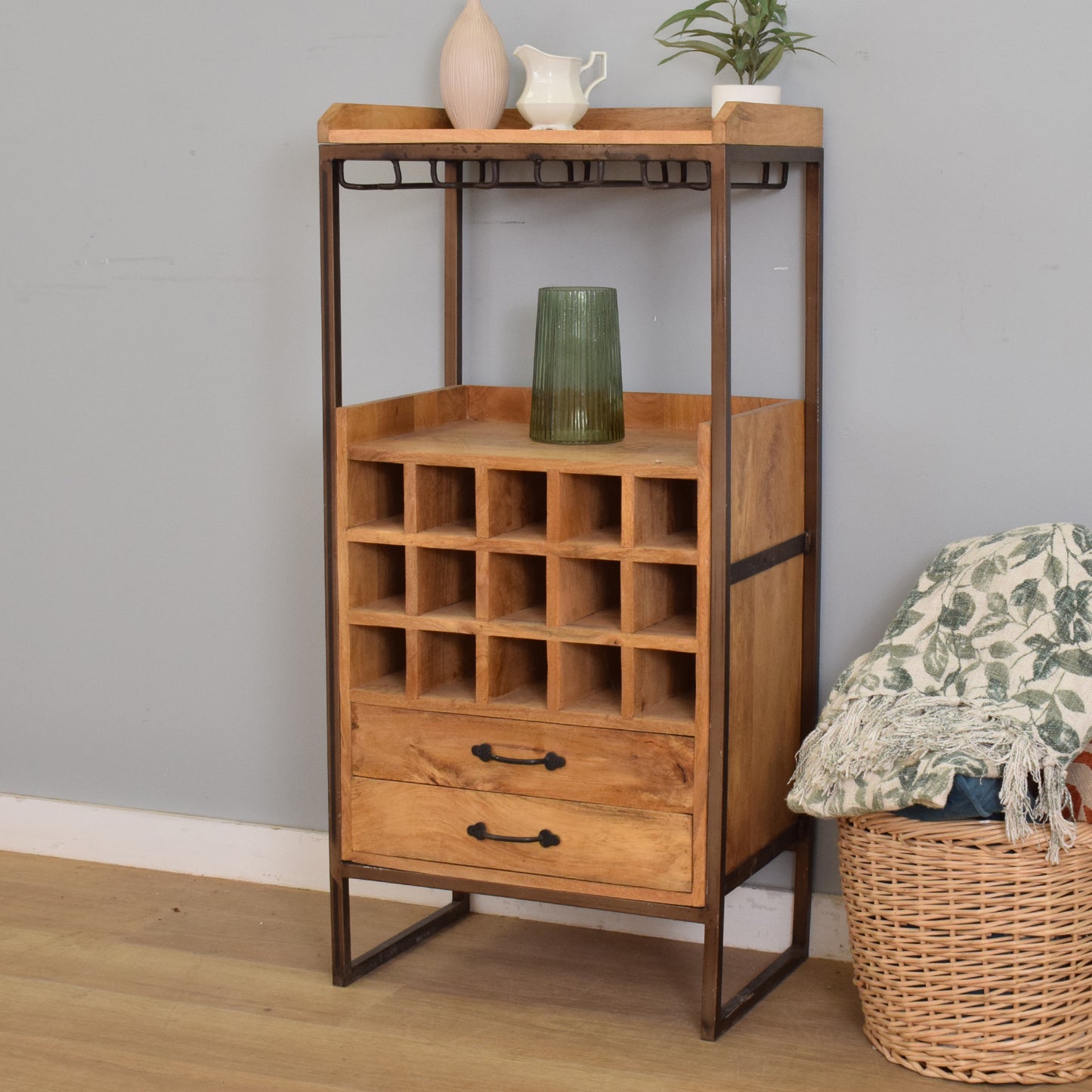 Mango and Iron Bottle Rack