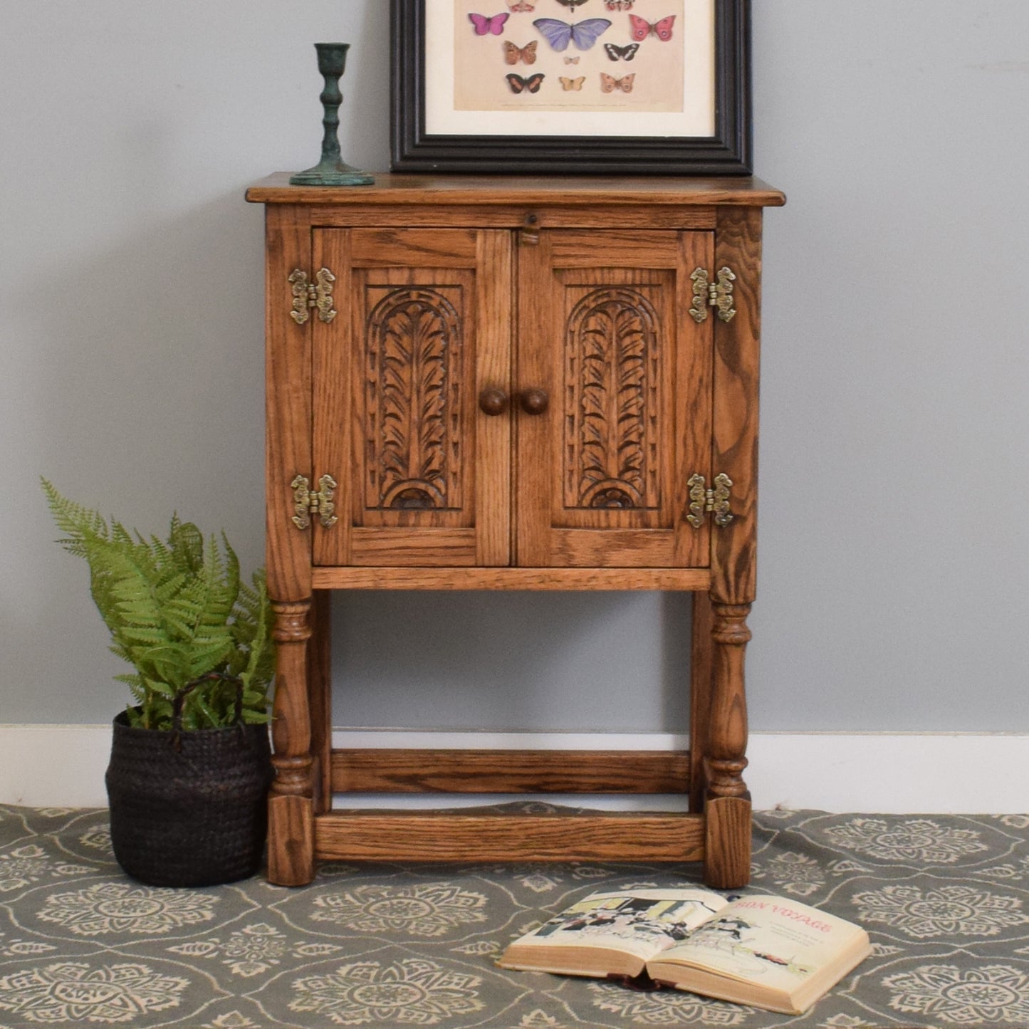 Carved Oak Pot Cupboard