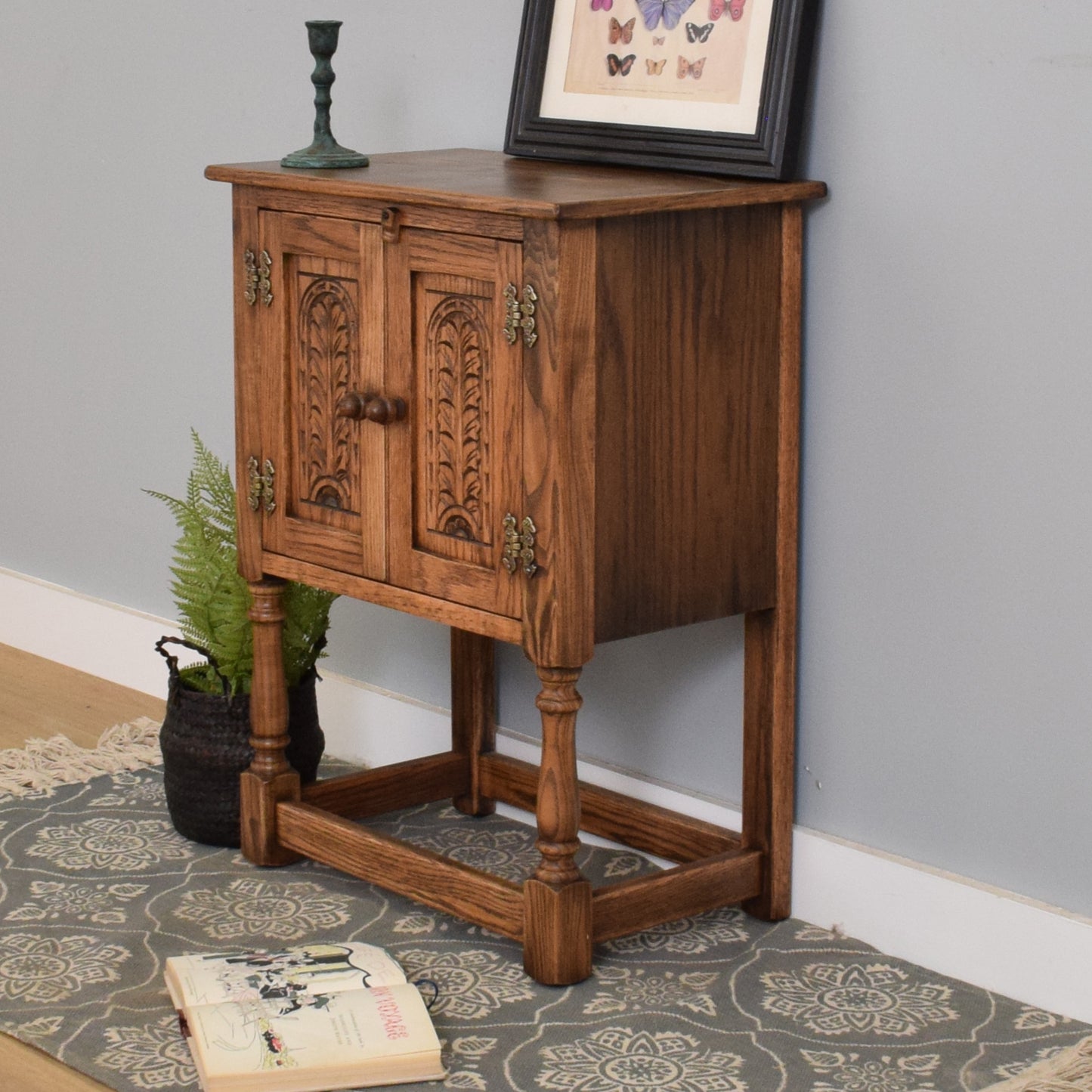 Carved Oak Pot Cupboard