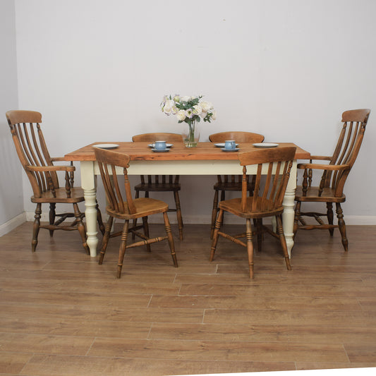 Farmhouse Style Table And Six Chairs
