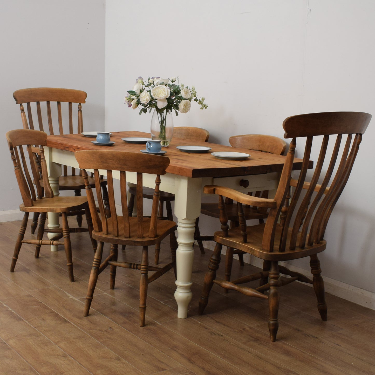 Farmhouse Style Table And Six Chairs