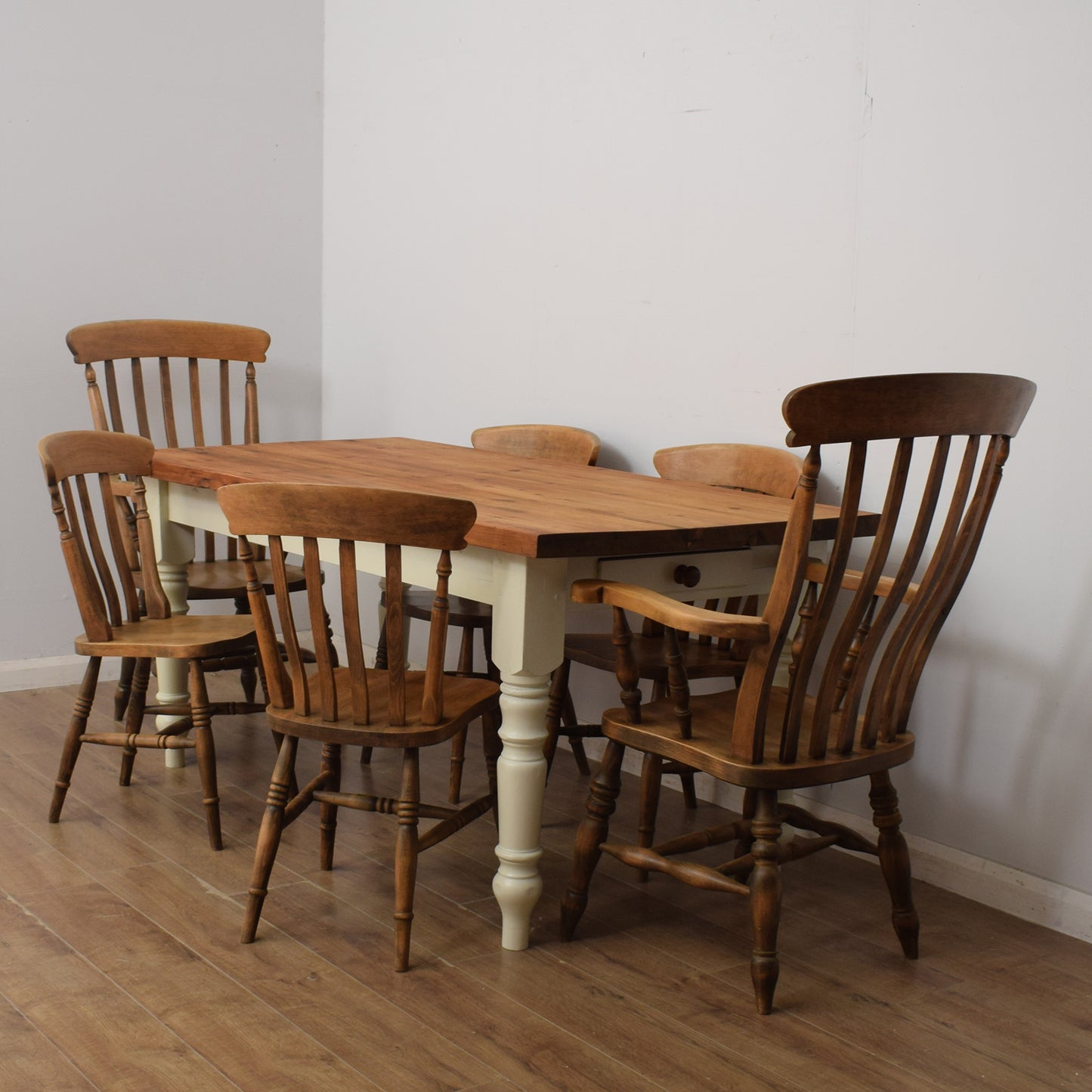 Farmhouse Style Table And Six Chairs