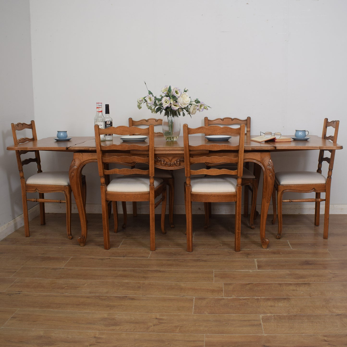 Restored French Dining Table & Six Chairs