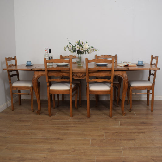 Restored French Dining Table & Six Chairs