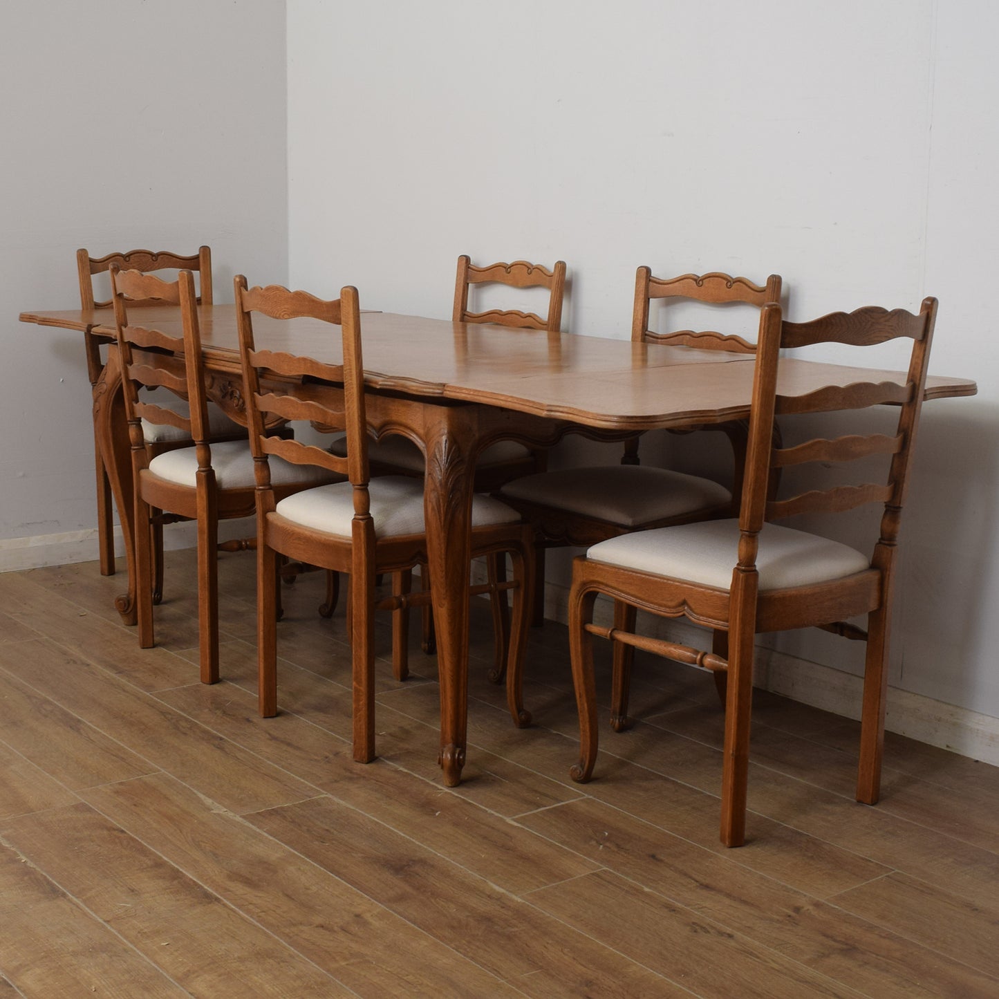 Restored French Dining Table & Six Chairs