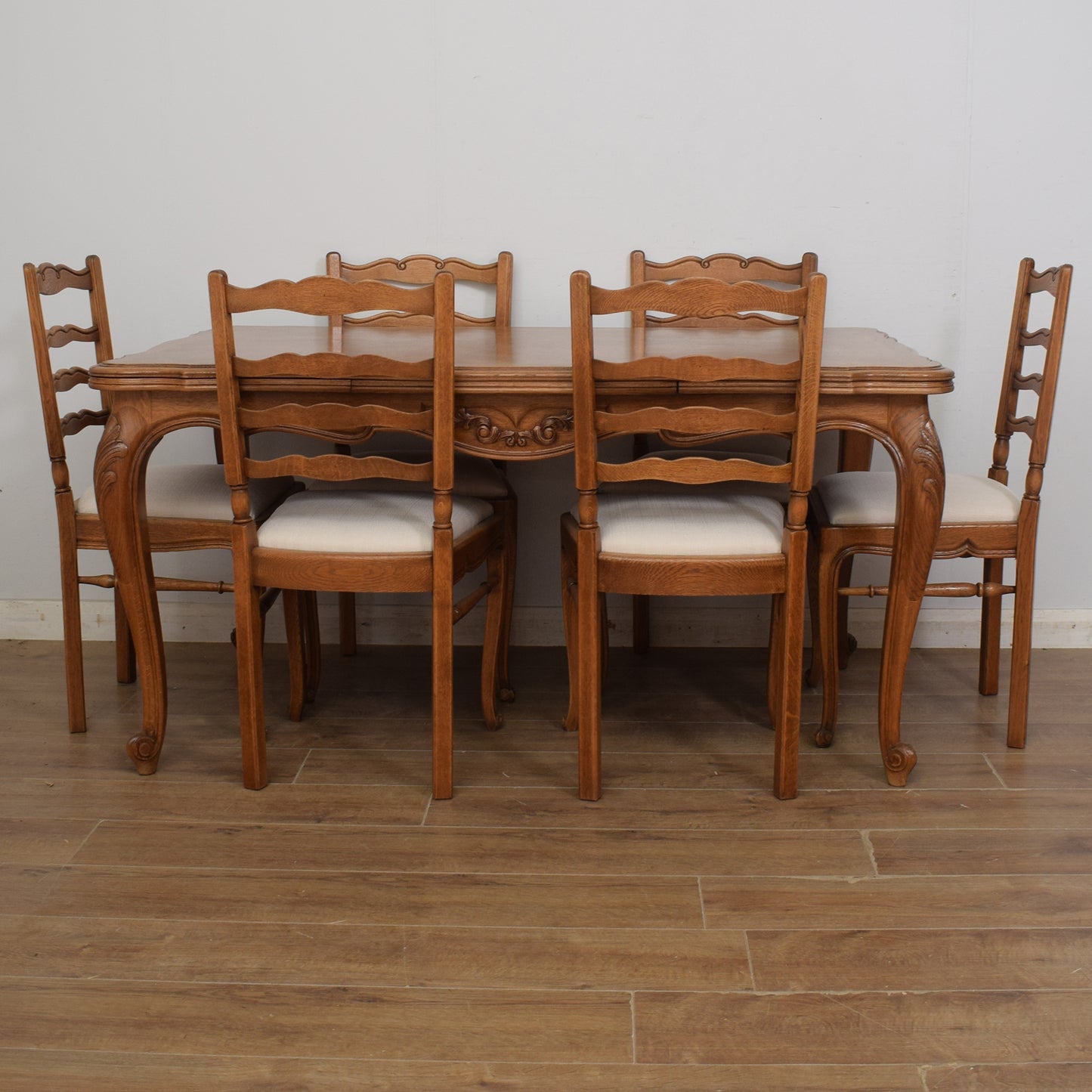 Restored French Dining Table & Six Chairs