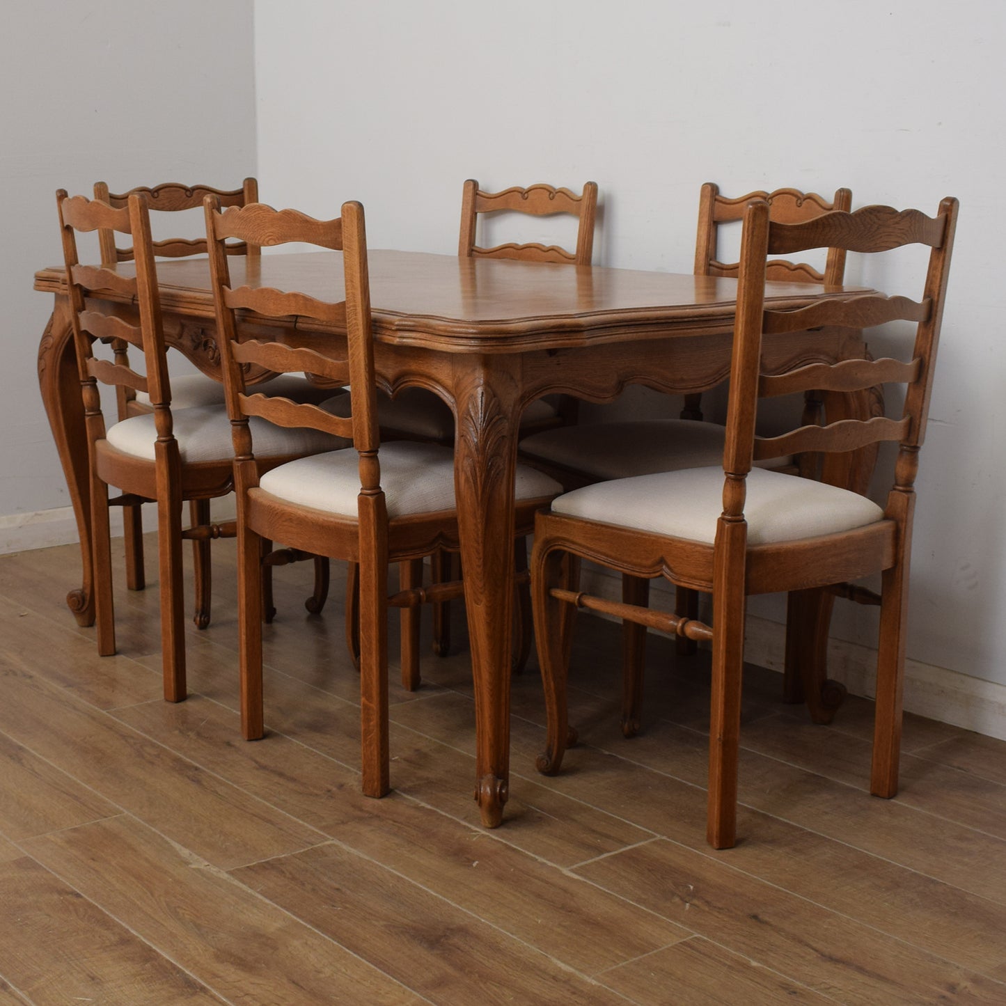Restored French Dining Table & Six Chairs