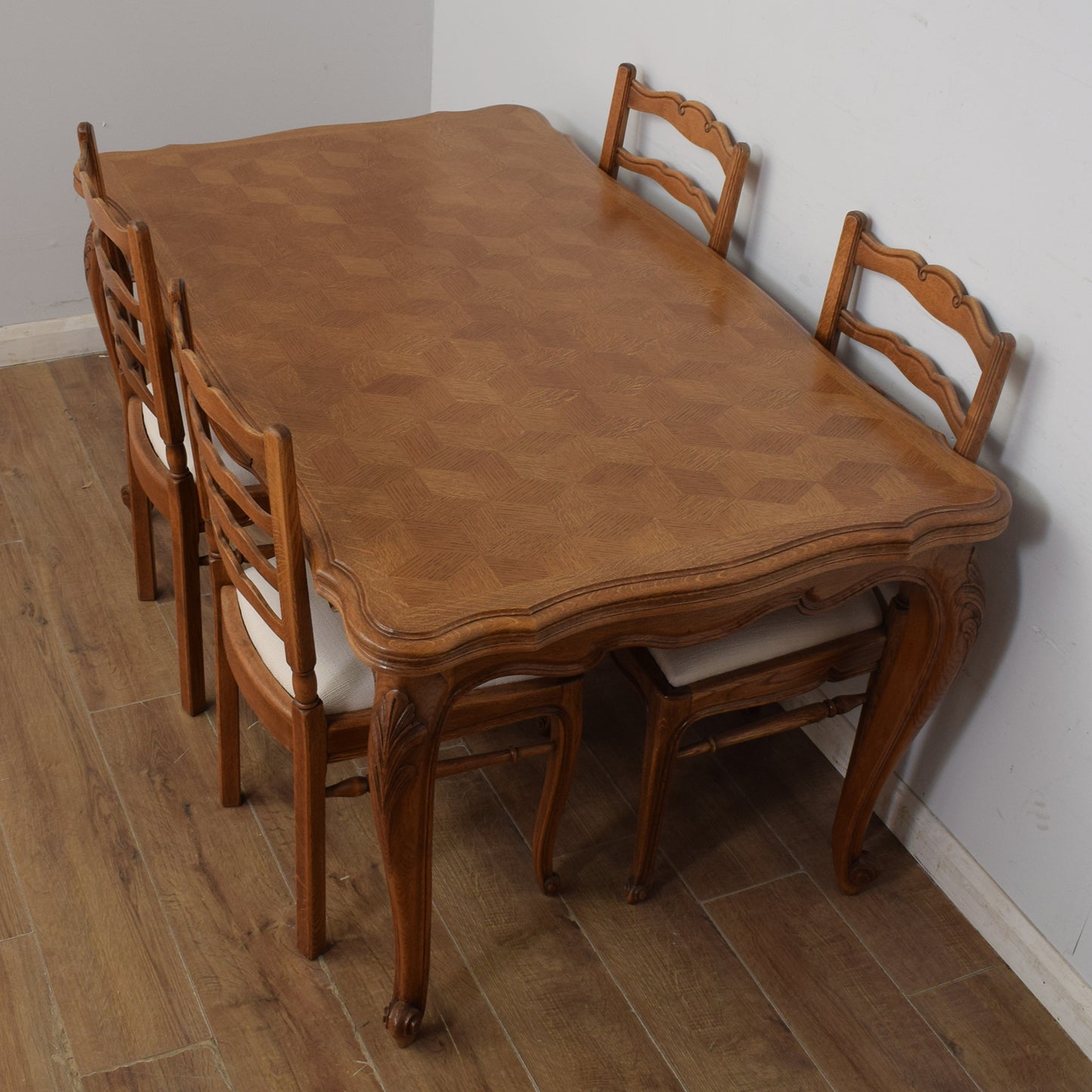 Restored French Dining Table & Six Chairs