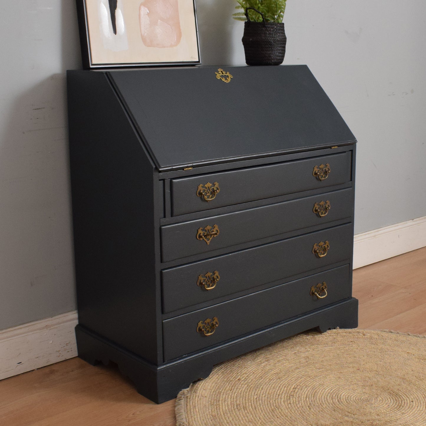 Large Oak Painted Bureau