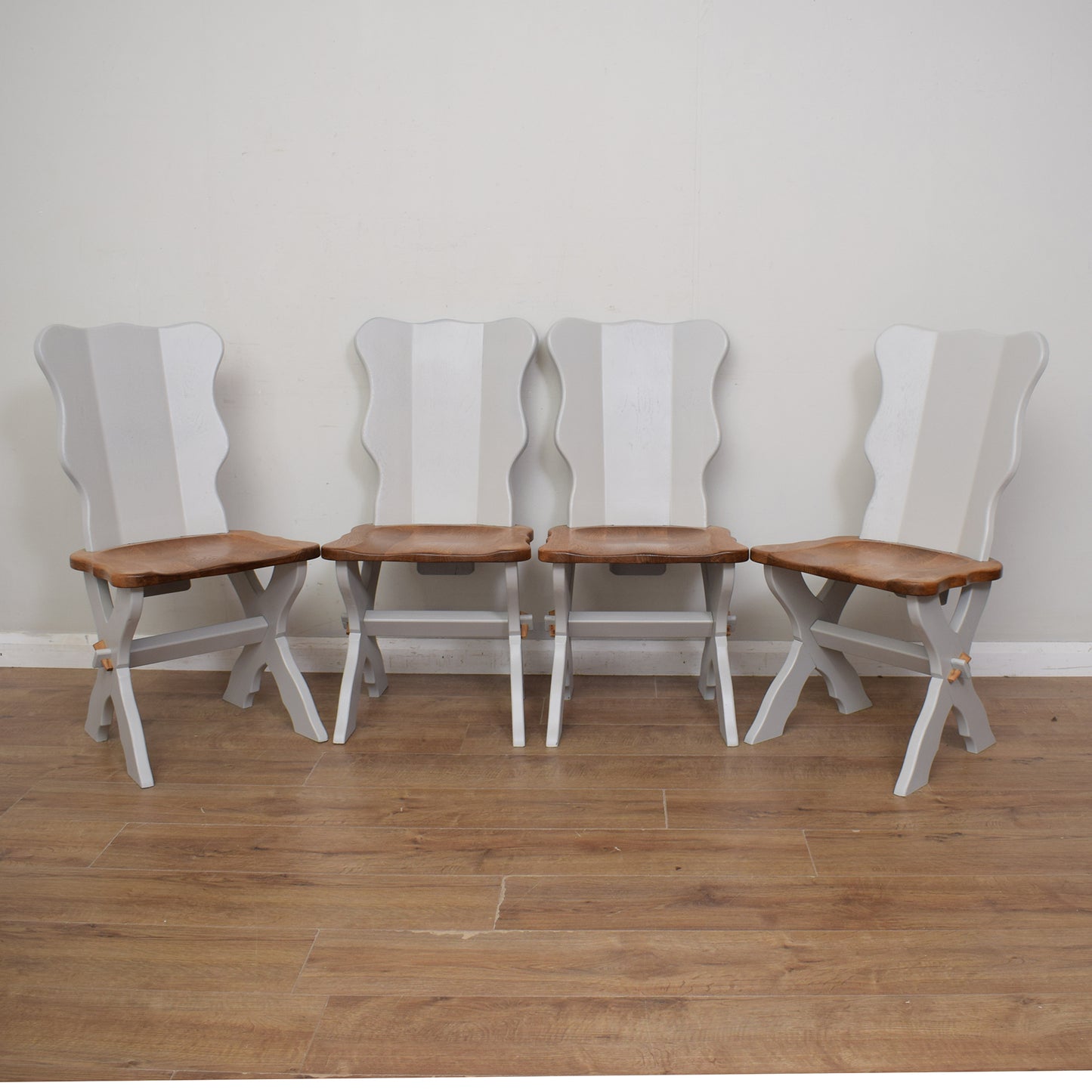 Four Solid Oak Dining Chairs