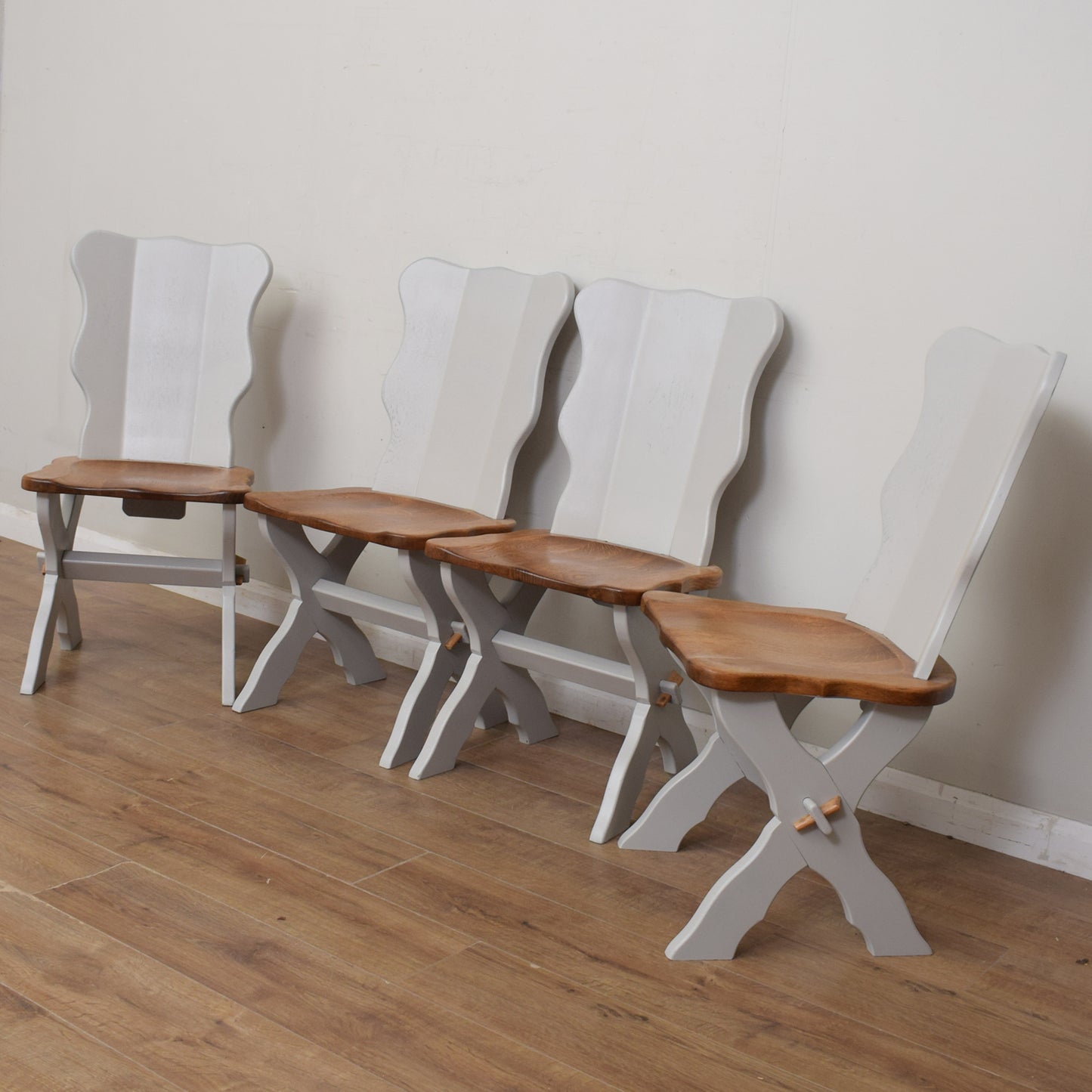 Four Solid Oak Dining Chairs