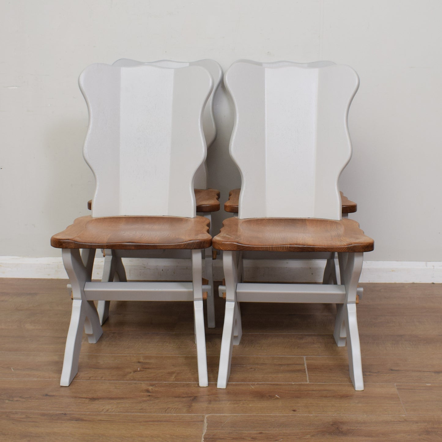 Four Solid Oak Dining Chairs