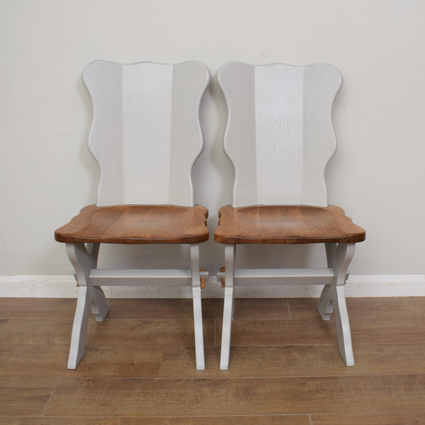 Four Solid Oak Dining Chairs