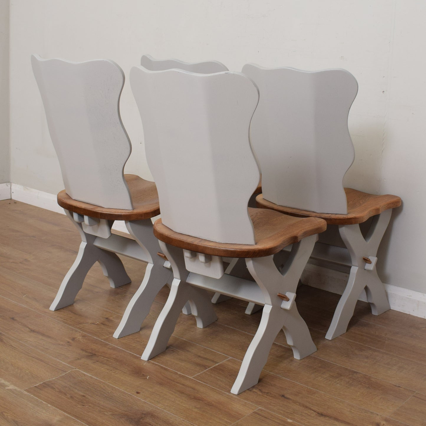 Four Solid Oak Dining Chairs