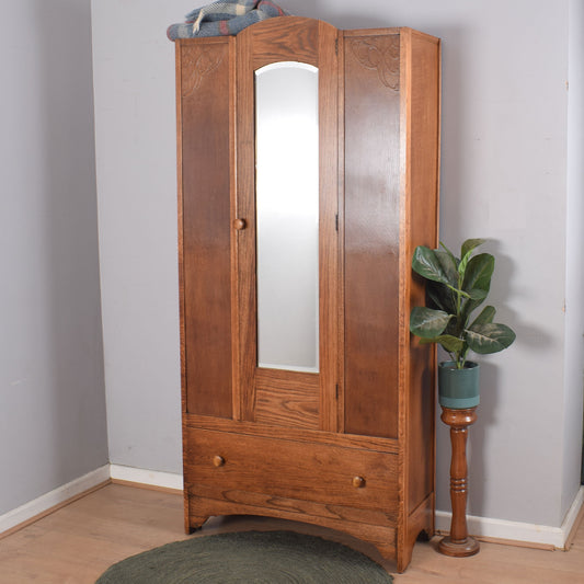 Mirrored Door Oak Hallrobe