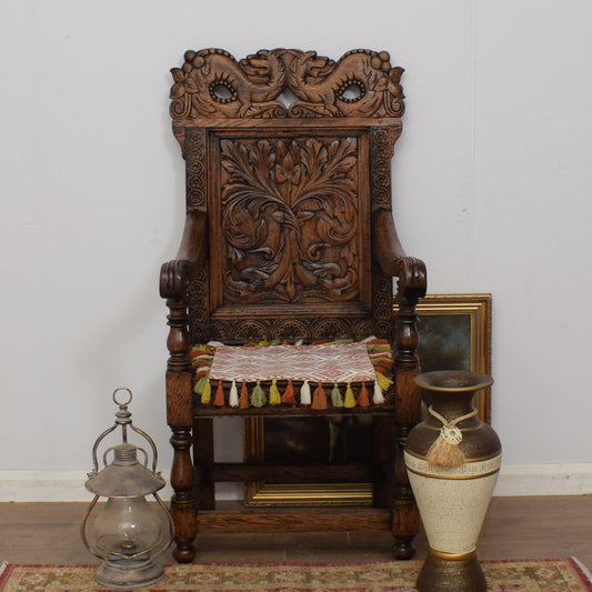 Vintage Carved Oak Chair