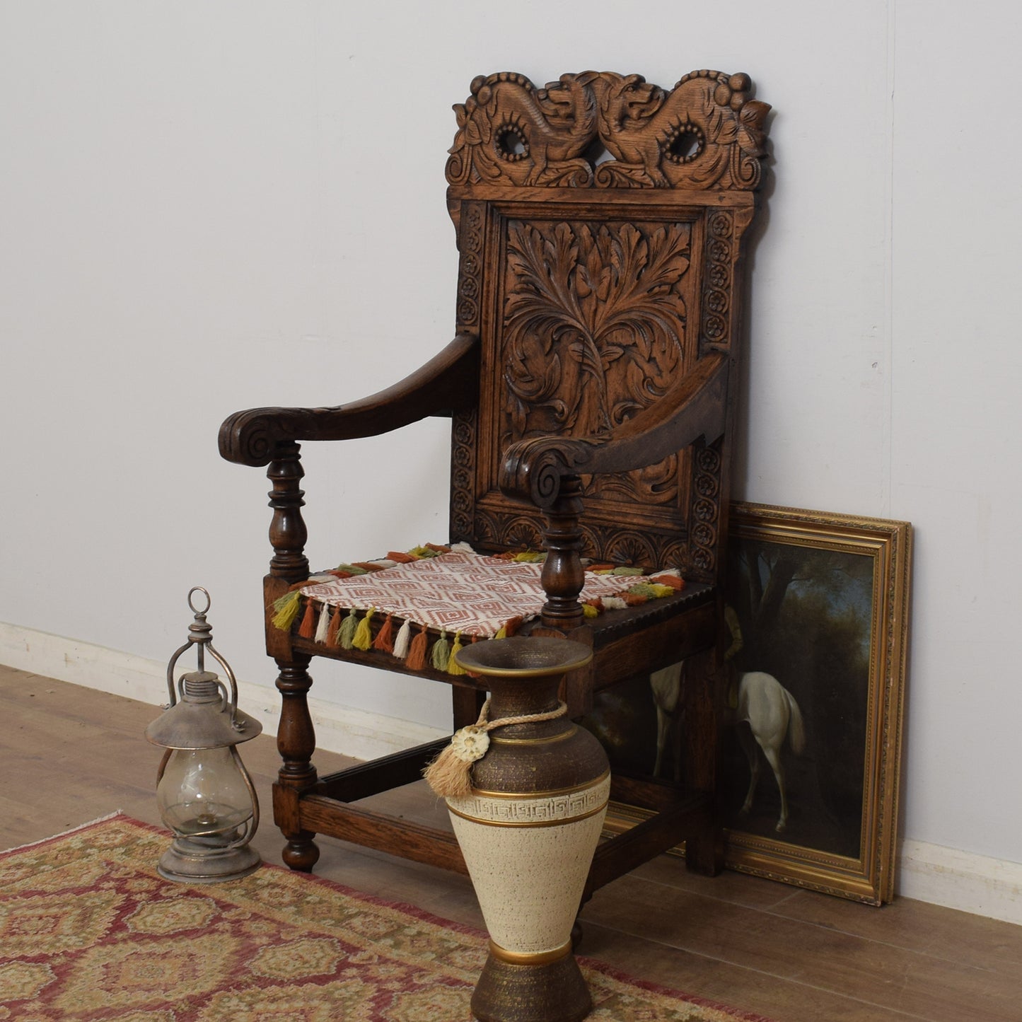Vintage Carved Oak Chair