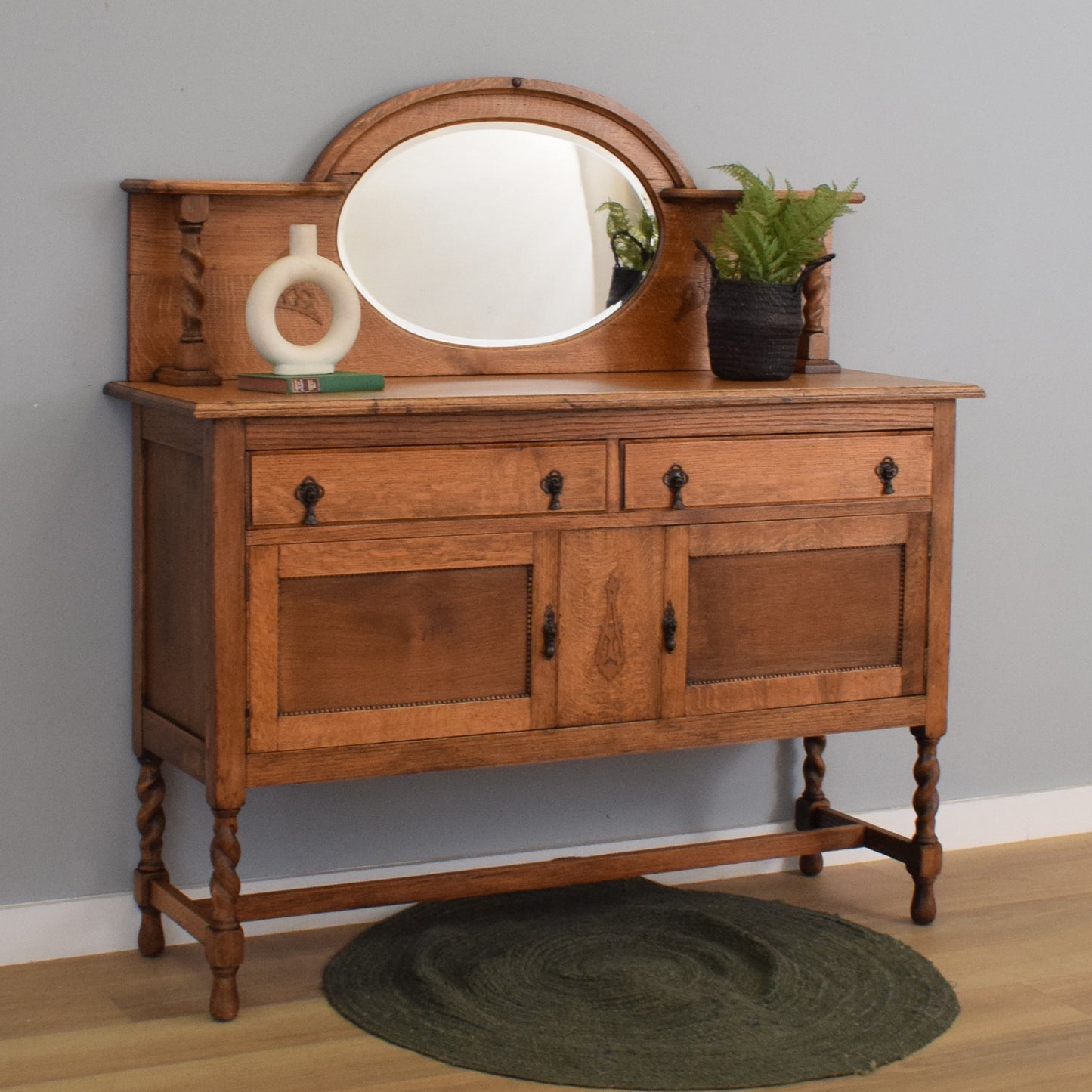 Oak Mirrored Sideboard