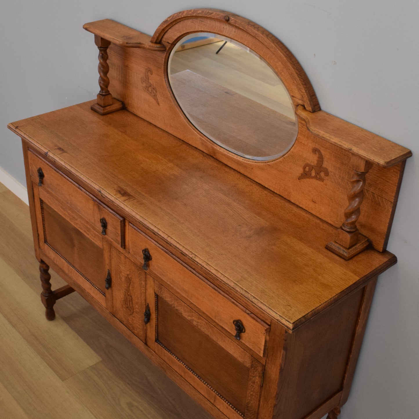 Oak Mirrored Sideboard