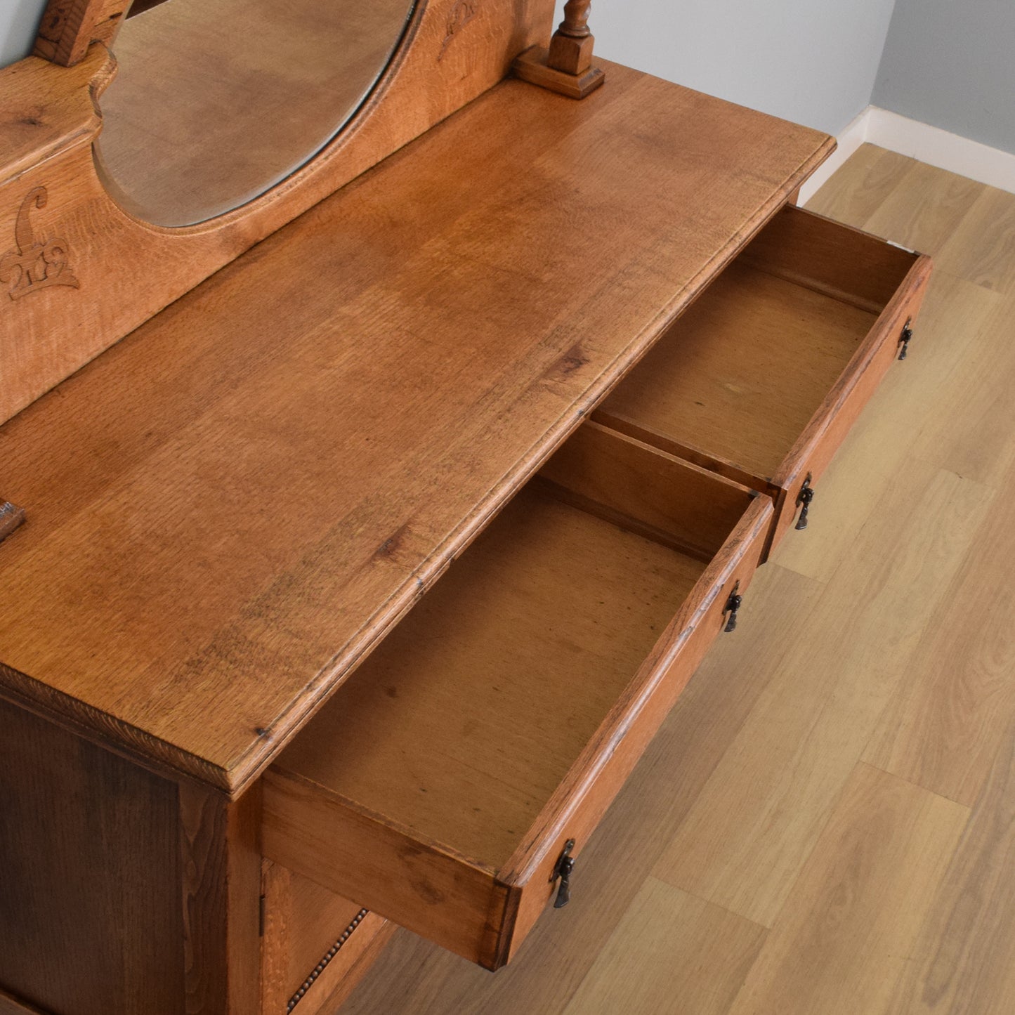 Oak Mirrored Sideboard