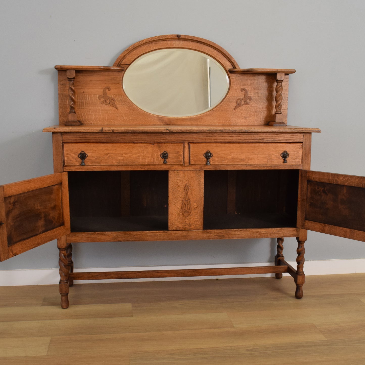 Oak Mirrored Sideboard