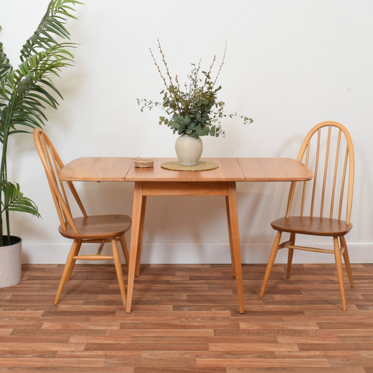 Ercol Drop Leaf Table and Two Chairs