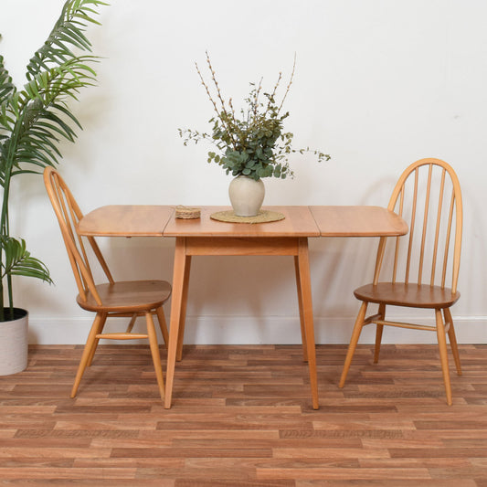 Ercol Drop Leaf Table and Two Chairs