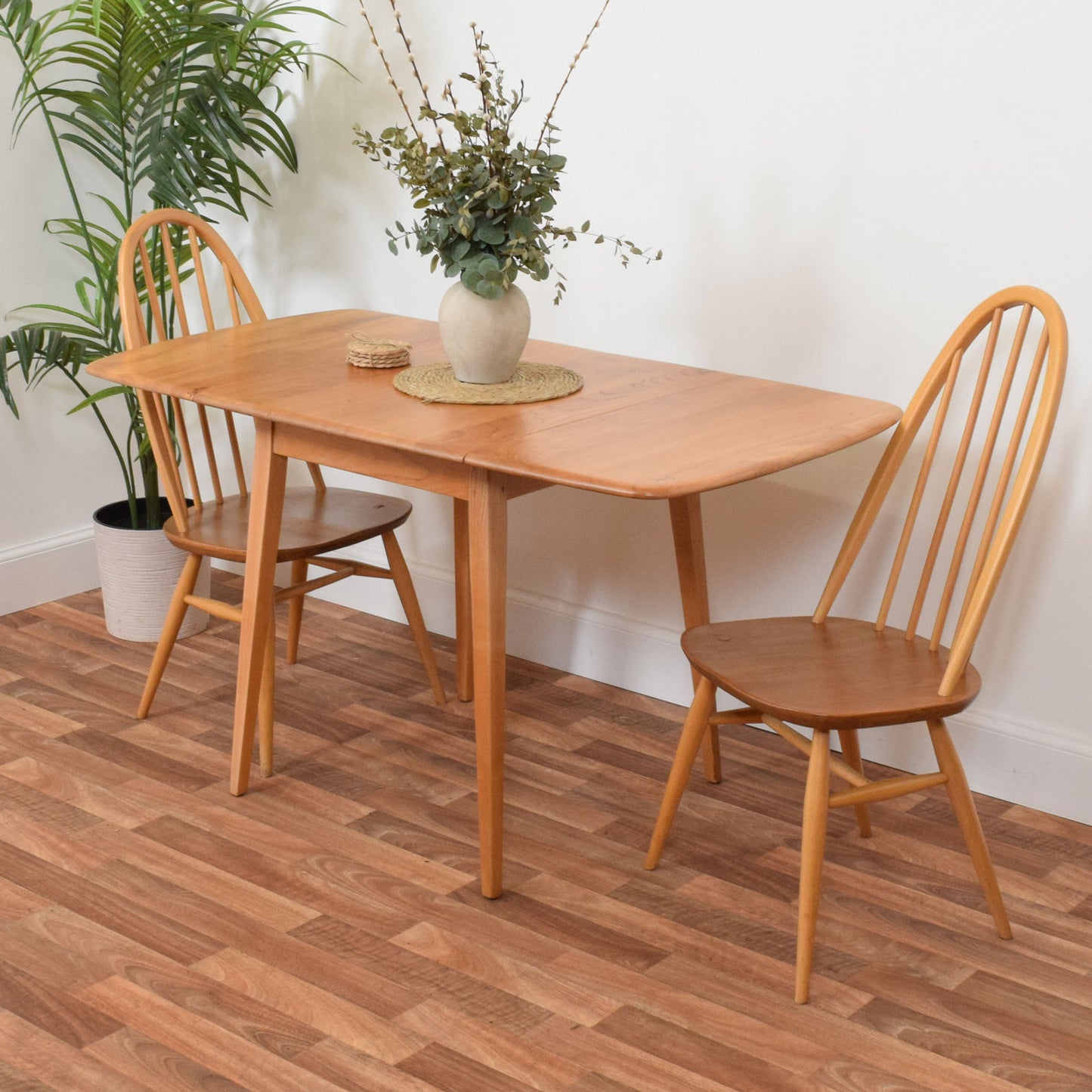 Ercol Drop Leaf Table and Two Chairs