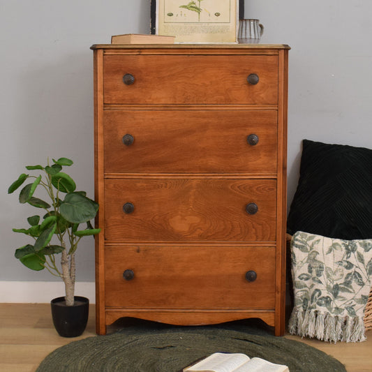 Refinished Oak Veneer Chest of Drawers
