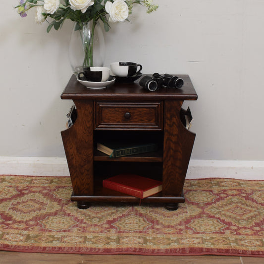 Oak Magazine Rack / Side Table