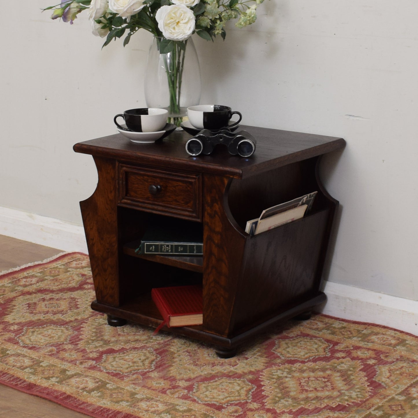 Oak Magazine Rack / Side Table