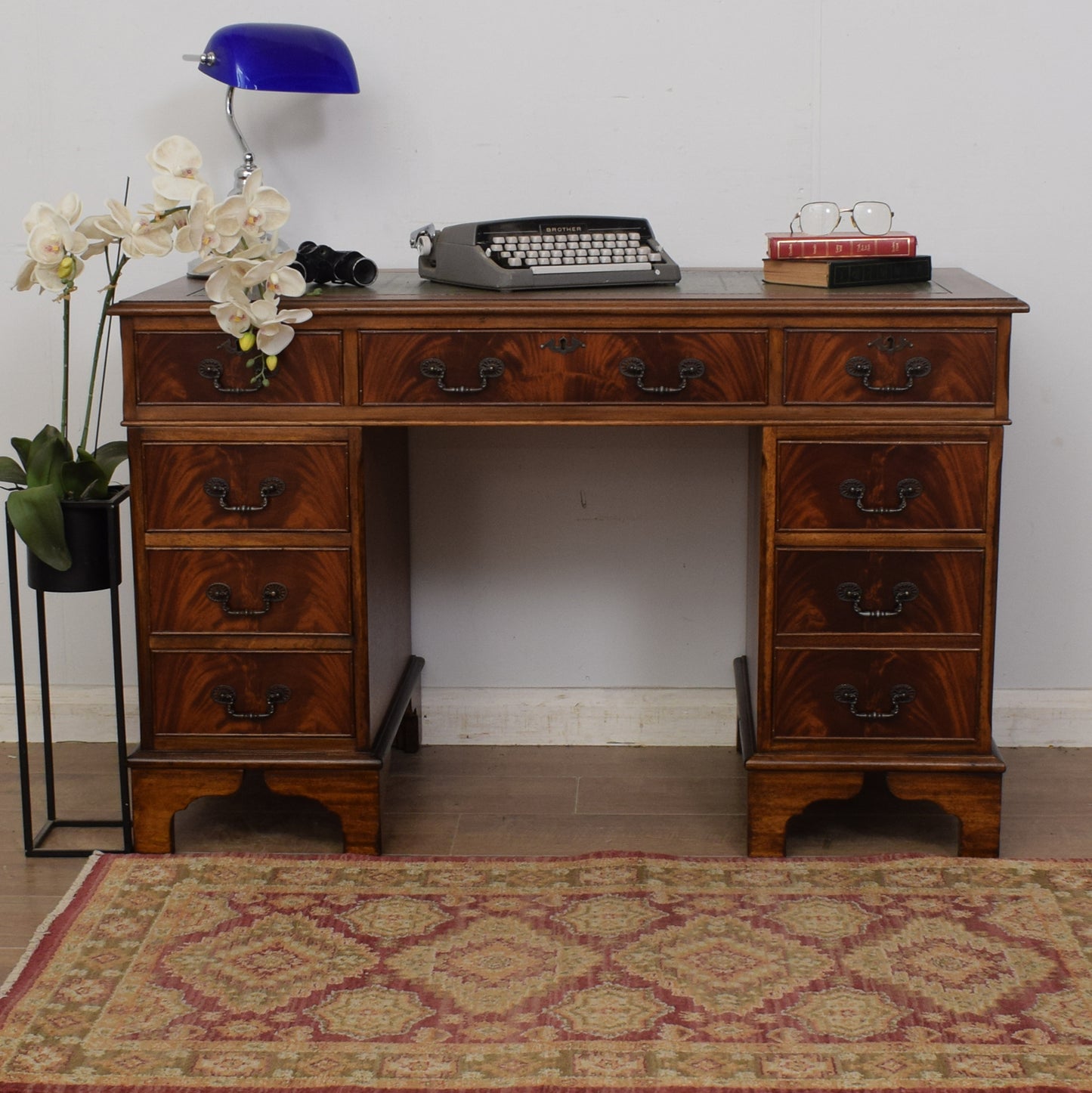 Leather-Top Pedestal Desk