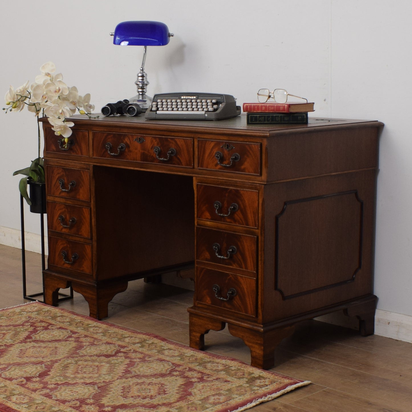 Leather-Top Pedestal Desk