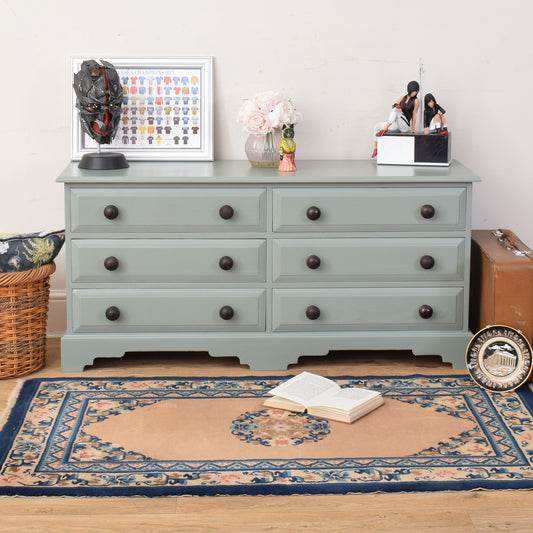 Painted Pine Low Chest Of Drawers