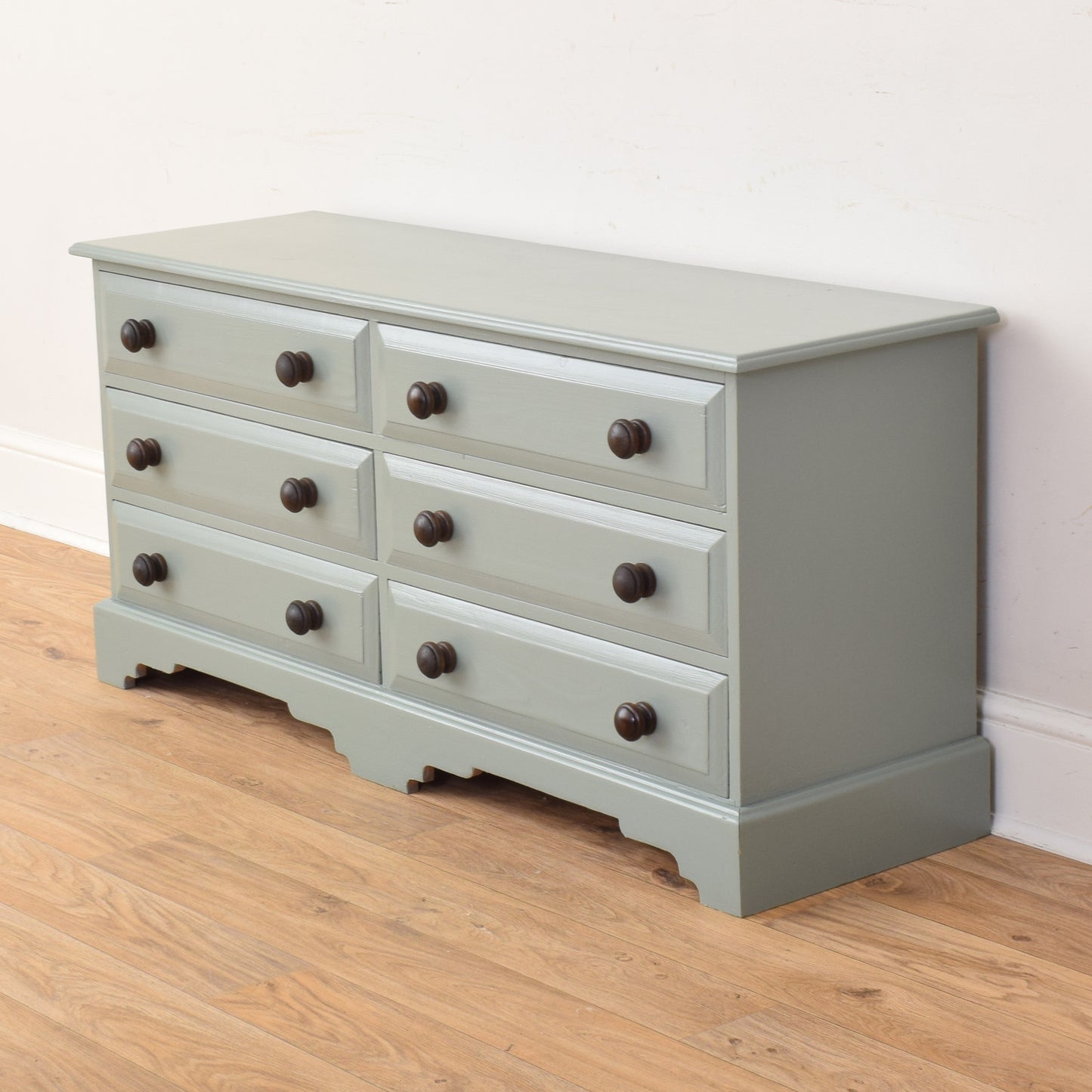 Painted Pine Low Chest Of Drawers