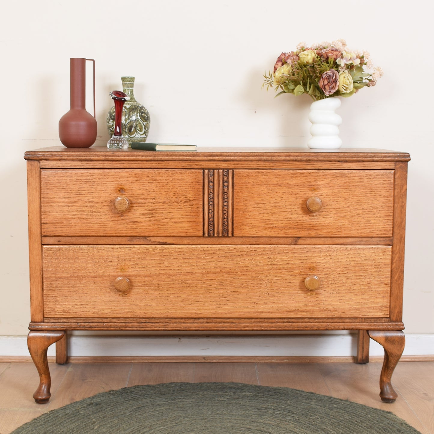 Oak Low Chest Of Drawers